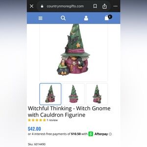 NWT Jim Shore Witch Gnome with Green Hat and Purple Robe